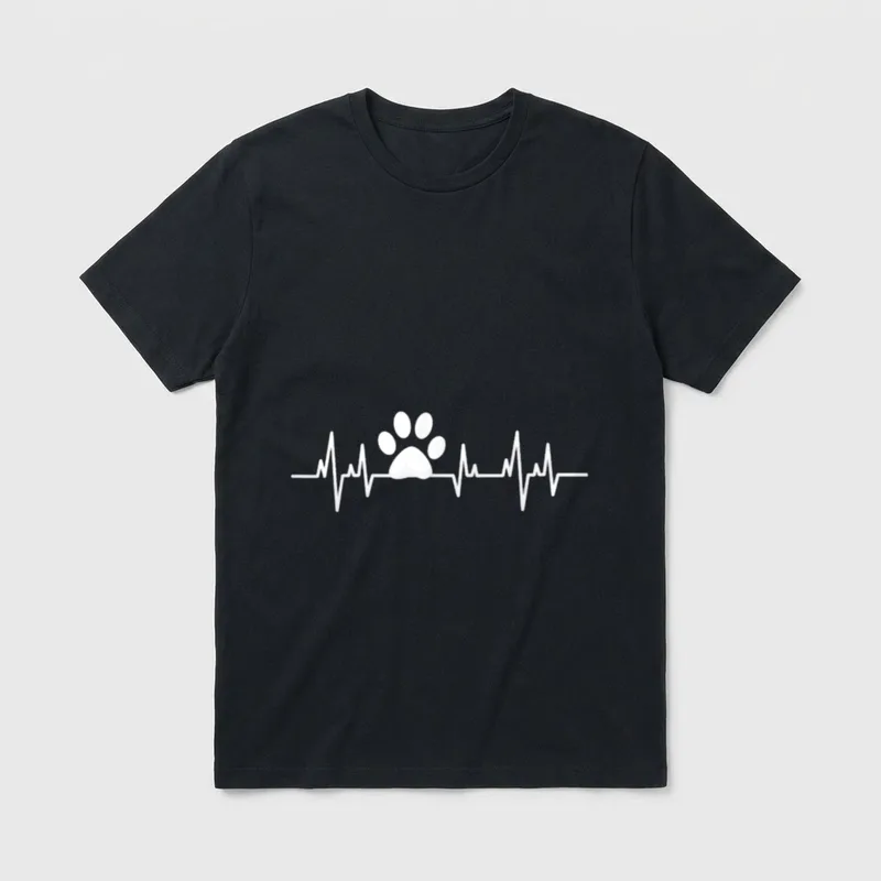 Dog Hund Hundeliebe Herzschlag T-Shirt – Klassisches T-Shirt in Schwarz