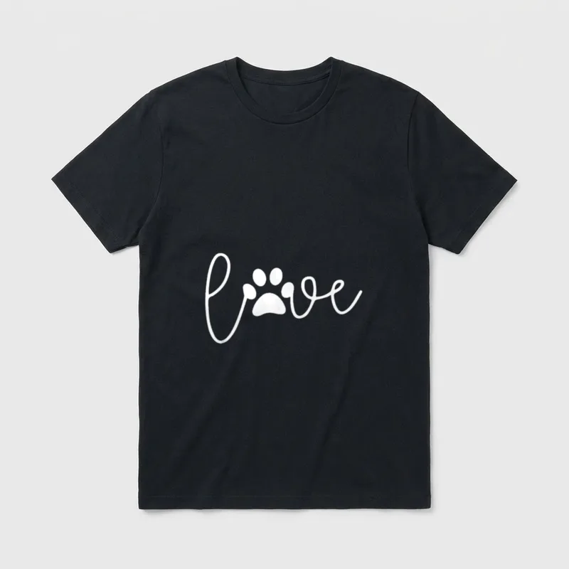 Liebe Herzschlag Pfote Hundepfote T-Shirt – Klassisches T-Shirt in Schwarz