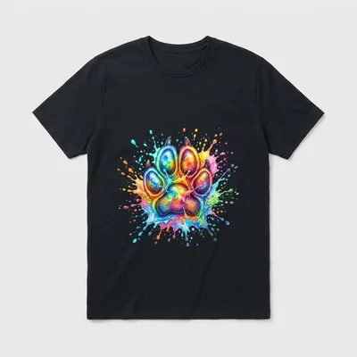 Bunte Hundepfote Pfotenabdruck Hundeliebhaber T-Shirt – Klassisches T-Shirt in Schwarz