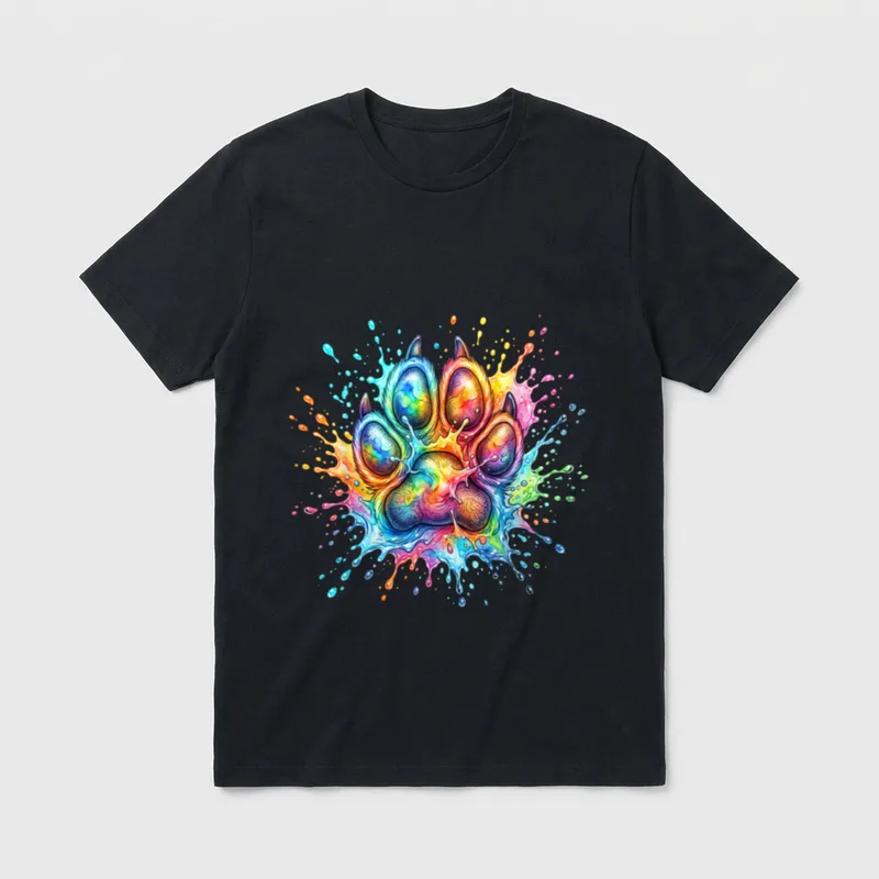 Bunte Hundepfote Pfotenabdruck Hundeliebhaber T-Shirt – Klassisches T-Shirt in Schwarz