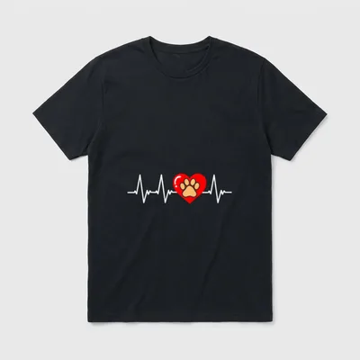 Süße Hundepfote Hunde Herzschlag T-Shirt – Klassisches T-Shirt in Schwarz