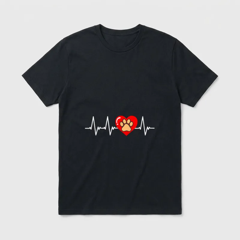 Süße Hundepfote Hunde Herzschlag T-Shirt – Klassisches T-Shirt in Schwarz