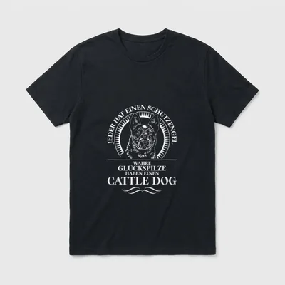 Cattle Dog Schutzengel Hund T-Shirt – Cattle Dog Schutzengel Hund Spruch mit Porträt – Klassisches T-Shirt in Schwarz