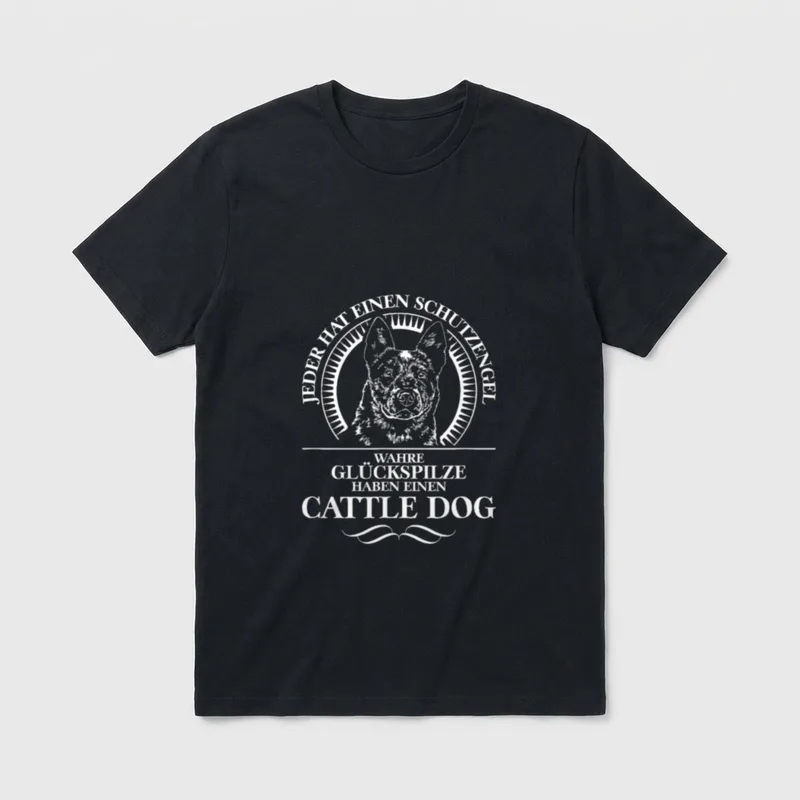 Cattle Dog Schutzengel Hund T-Shirt – Cattle Dog Schutzengel Hund Spruch mit Porträt – Klassisches T-Shirt in Schwarz
