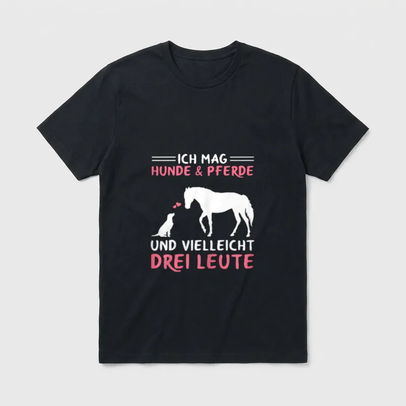 Hunde & Pferde Lustiges T-Shirt – Klassisches T-Shirt in Schwarz