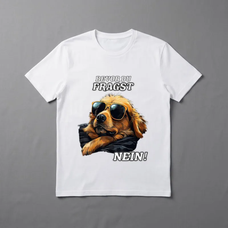 Bevor du fragst Nein T-Shirt 0624 – Klassisches T-Shirt in Schwarz