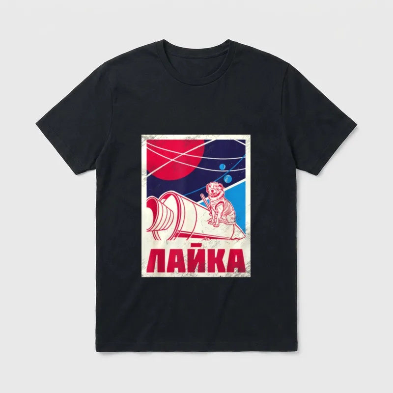 Laika Gagarin Hund Sputnik T-Shirt – Klassisches T-Shirt in Schwarz