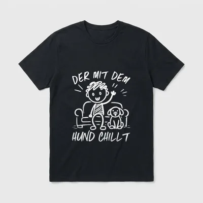 Der Mit Dem Hund T-Shirt 0635 – Klassisches T-Shirt in Schwarz
