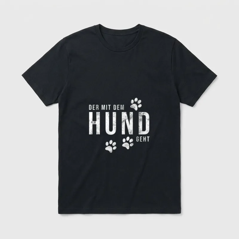 Der mit dem Hund T-Shirt 0639 – Klassisches T-Shirt in Schwarz