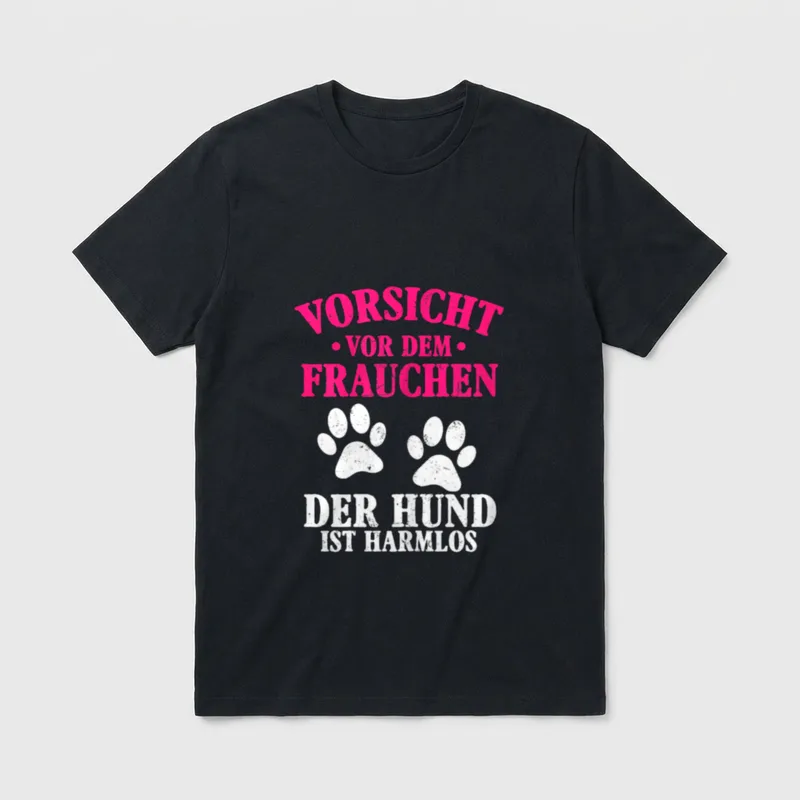 Vorsicht Vor Frauchen Hund Ist T-Shirt – Klassisches T-Shirt in Schwarz