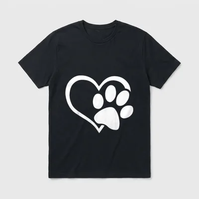 Herz mit einer Hundepfote T-Shirt – Klassisches T-Shirt in Schwarz