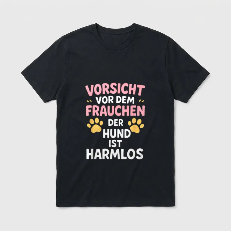 Vorsicht Vor Dem Frauchen T-Shirt 0648 – Klassisches T-Shirt in Schwarz