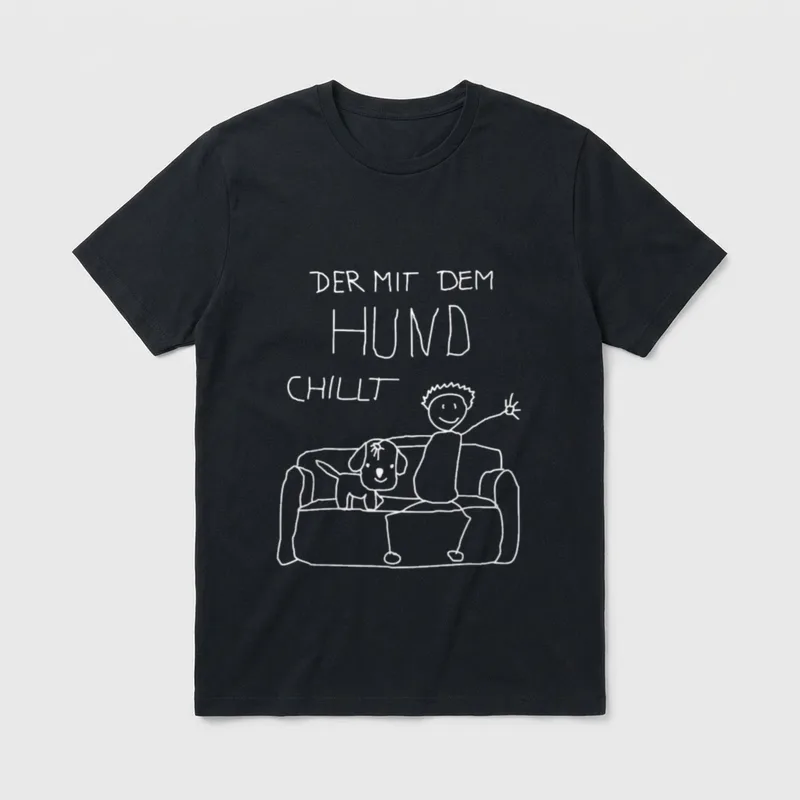 Der mit dem Hund T-Shirt 0664 – Klassisches T-Shirt in Schwarz