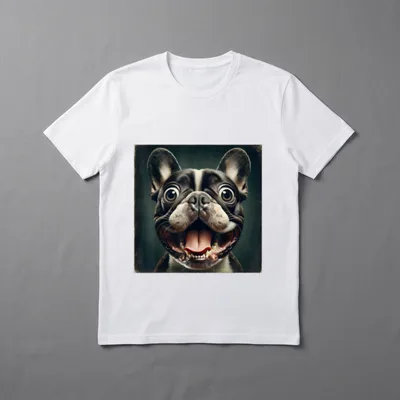 mit französischer Bulldogge Gesicht T-Shirt – Klassisches T-Shirt in Schwarz