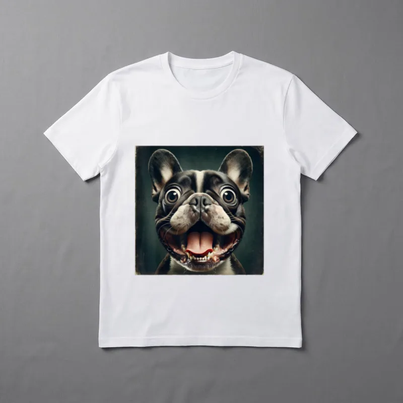 mit französischer Bulldogge Gesicht T-Shirt – Klassisches T-Shirt in Schwarz