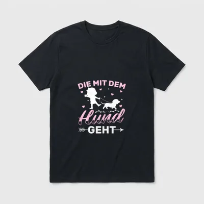 Die Mit Dem Hund T-Shirt 0670 – Klassisches T-Shirt in Schwarz
