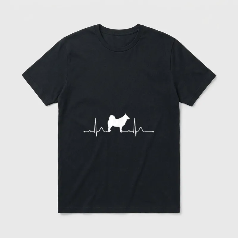 Islandhund Heartbeat Herzschlag Hunde T-Shirt – Klassisches T-Shirt in Schwarz