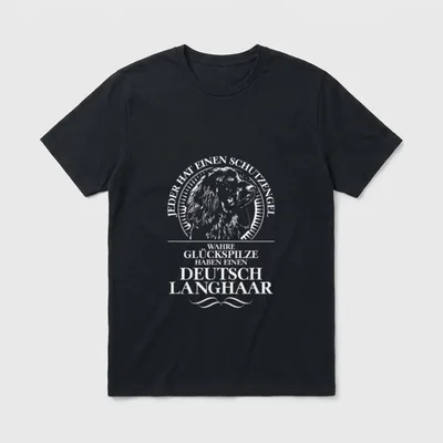 Deutsch Langhaar Schutzengel Hund T-Shirt 0683 – Klassisches T-Shirt in Schwarz