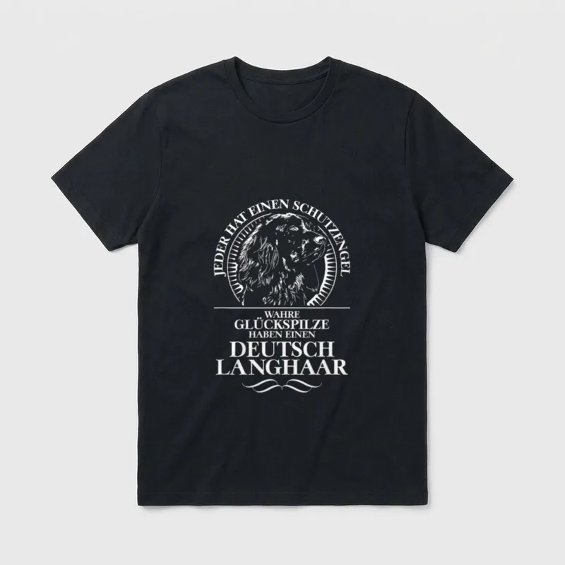 Deutsch Langhaar Schutzengel Hund T-Shirt 0683 – Klassisches T-Shirt in Schwarz