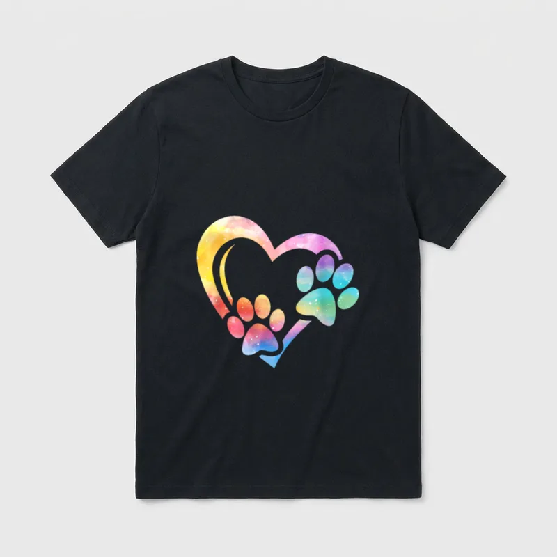 Pfote Hunde Herz Hundepfote T-Shirt – Klassisches T-Shirt in Schwarz