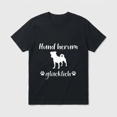 Hund herum glücklich T-Shirt – Klassisches T-Shirt in Schwarz