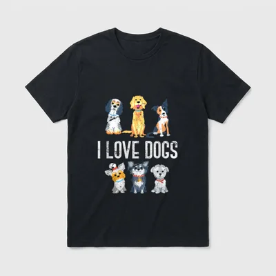 Ich liebe Hunde T-Shirt – Klassisches T-Shirt in Schwarz