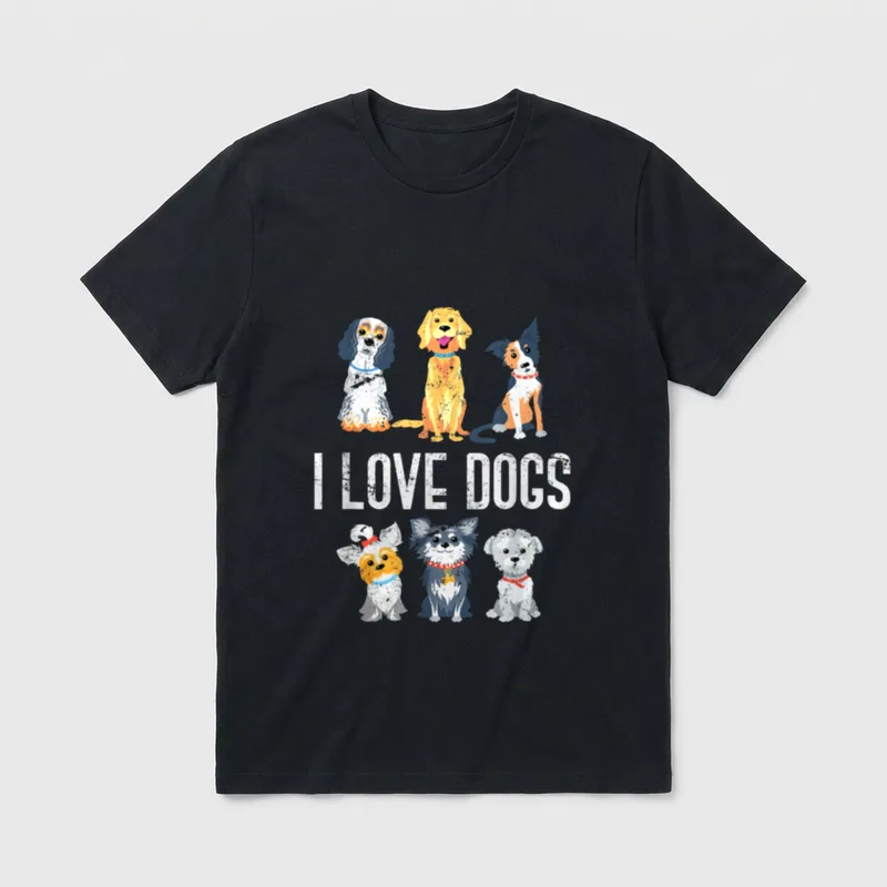 Ich liebe Hunde T-Shirt – Klassisches T-Shirt in Schwarz