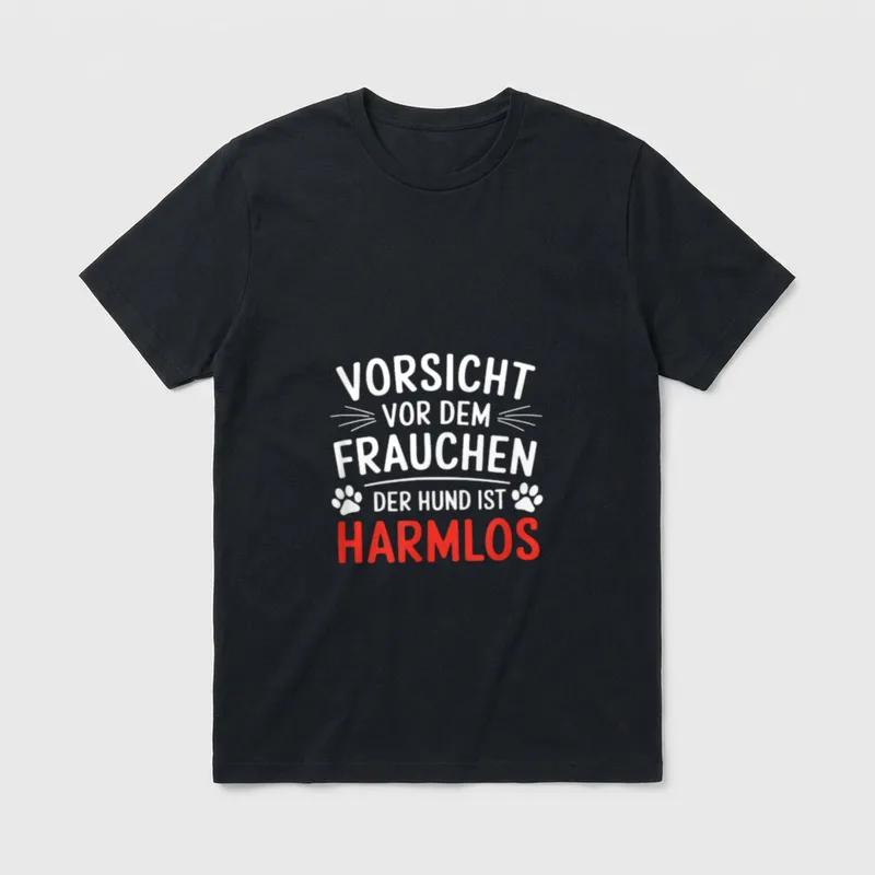 Vorsicht Vor Dem Frauchen T-Shirt 0697 – Klassisches T-Shirt in Schwarz