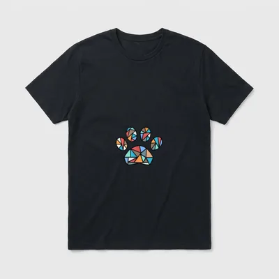 Bunte Polygonale Hundepfote Dog T-Shirt – Klassisches T-Shirt in Schwarz