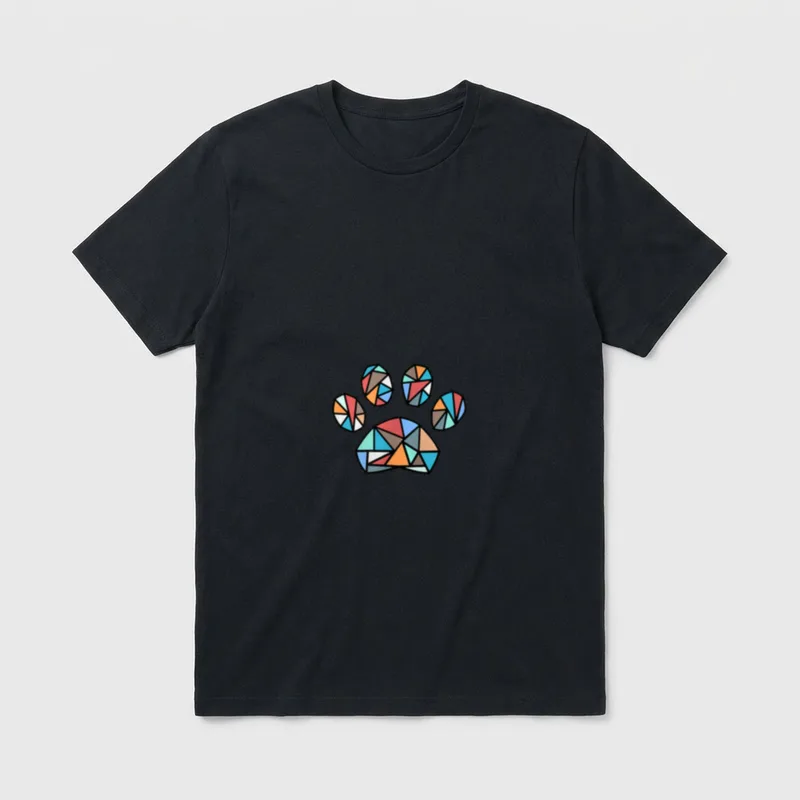 Bunte Polygonale Hundepfote Dog T-Shirt – Klassisches T-Shirt in Schwarz