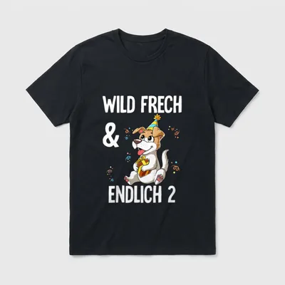 2. Geburtstag Hund Wild T-Shirt – Klassisches T-Shirt in Schwarz
