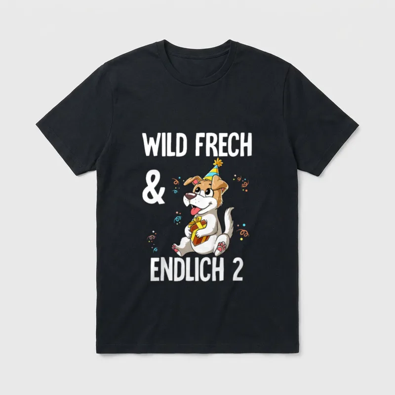 2. Geburtstag Hund Wild T-Shirt – Klassisches T-Shirt in Schwarz
