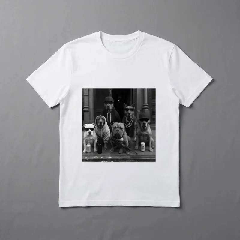 Lustiges Gangster-Hunde-Straßen-Design T-Shirt – Klassisches T-Shirt in Schwarz
