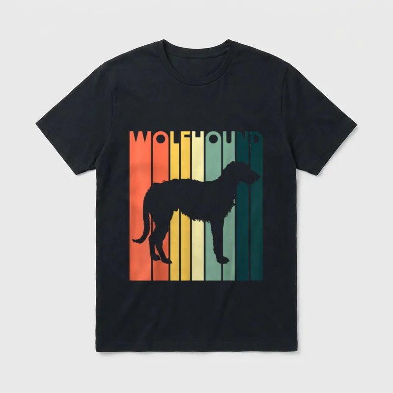 Irischer Wolfshund Silhouette Retro T-Shirt – Klassisches T-Shirt in Schwarz