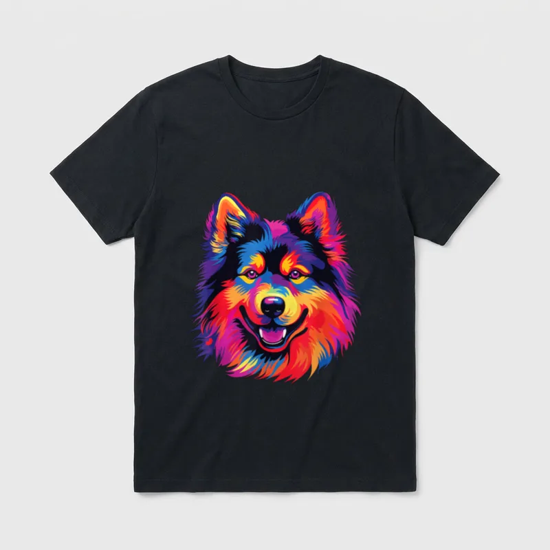 Wasserfarben Farbenfroher Finnischer Lapphund T-Shirt – Klassisches T-Shirt in Schwarz