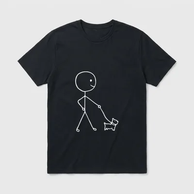 Ein lustiger Strichmännchen geht T-Shirt – Klassisches T-Shirt in Schwarz