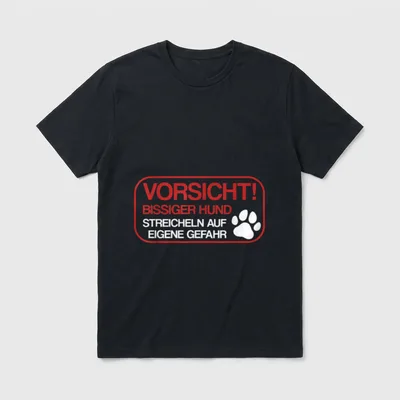 Vorsicht! Bissiger Hund Streicheln T-Shirt – Klassisches T-Shirt in Schwarz