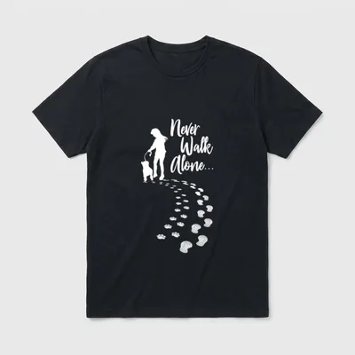 Never Walk Alone Hunde T-Shirt 0769 – Klassisches T-Shirt in Schwarz