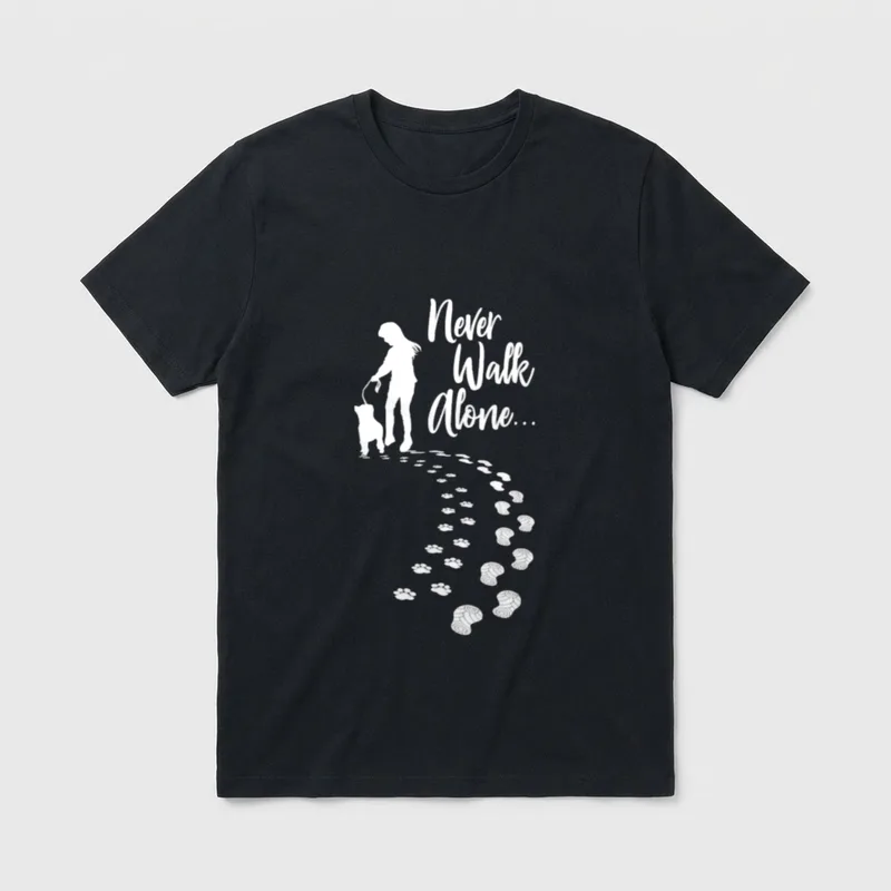 Never Walk Alone Hunde T-Shirt 0769 – Klassisches T-Shirt in Schwarz