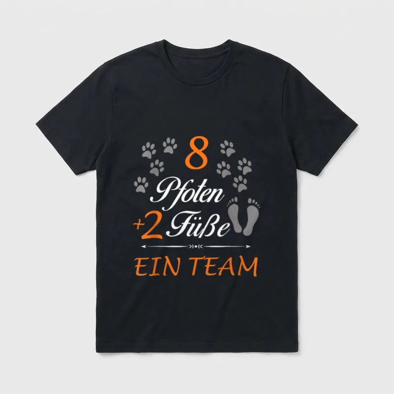 Hunde Acht Pfoten zwei T-Shirt – Klassisches T-Shirt in Schwarz