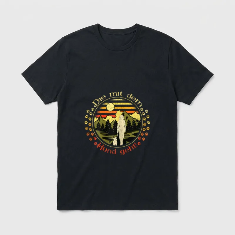 Die mit dem Hund T-Shirt 0773 – Klassisches T-Shirt in Schwarz