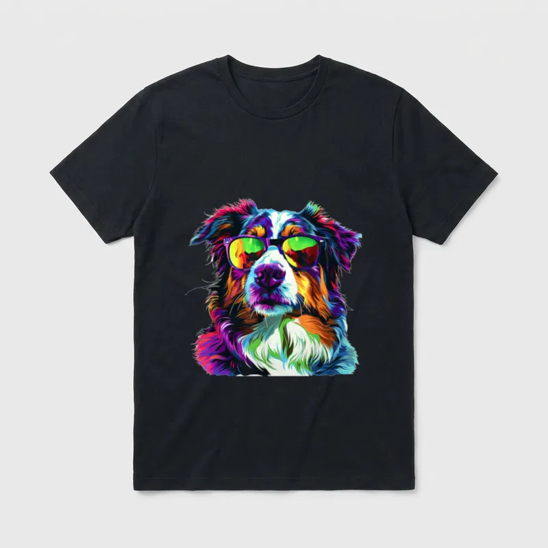 Coole Sonnenbrille mehrfarbig Hund T-Shirt – Klassisches T-Shirt in Schwarz