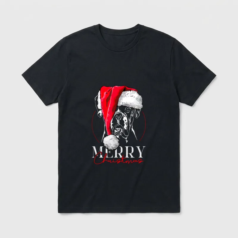 Lustiger Santa Boxer Merry T-Shirt – Klassisches T-Shirt in Schwarz