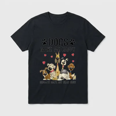 Dogs Make Me Happy T-Shirt – Klassisches T-Shirt in Schwarz