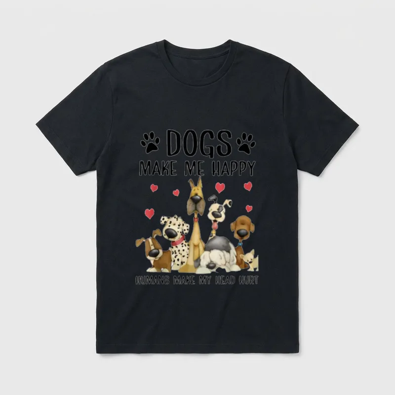 Dogs Make Me Happy T-Shirt – Klassisches T-Shirt in Schwarz