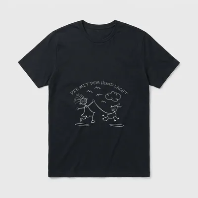 Die mit dem Hund lacht T-Shirt – Klassisches T-Shirt in Schwarz
