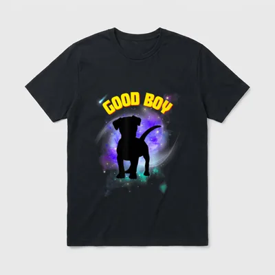 Good Boy Niedlicher kosmischer T-Shirt – GALAXIE-WELPE GOOD BOY Silhouette Motiv – Klassisches T-Shirt in Schwarz