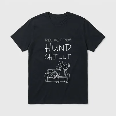 Die mit dem Hund T-Shirt 0794 – Klassisches T-Shirt in Schwarz