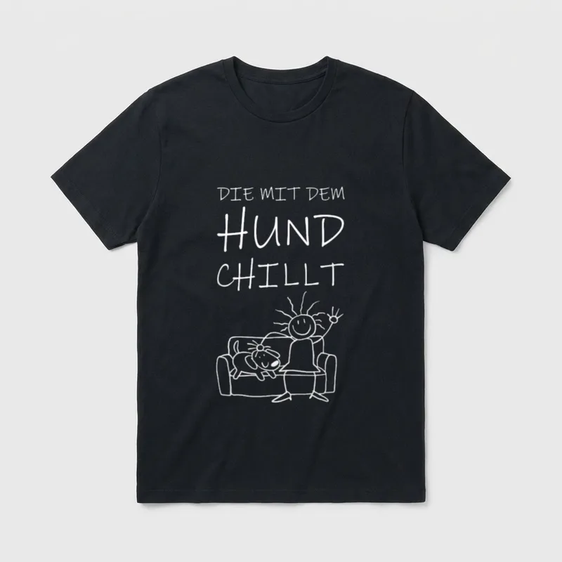 Die mit dem Hund T-Shirt 0794 – Klassisches T-Shirt in Schwarz