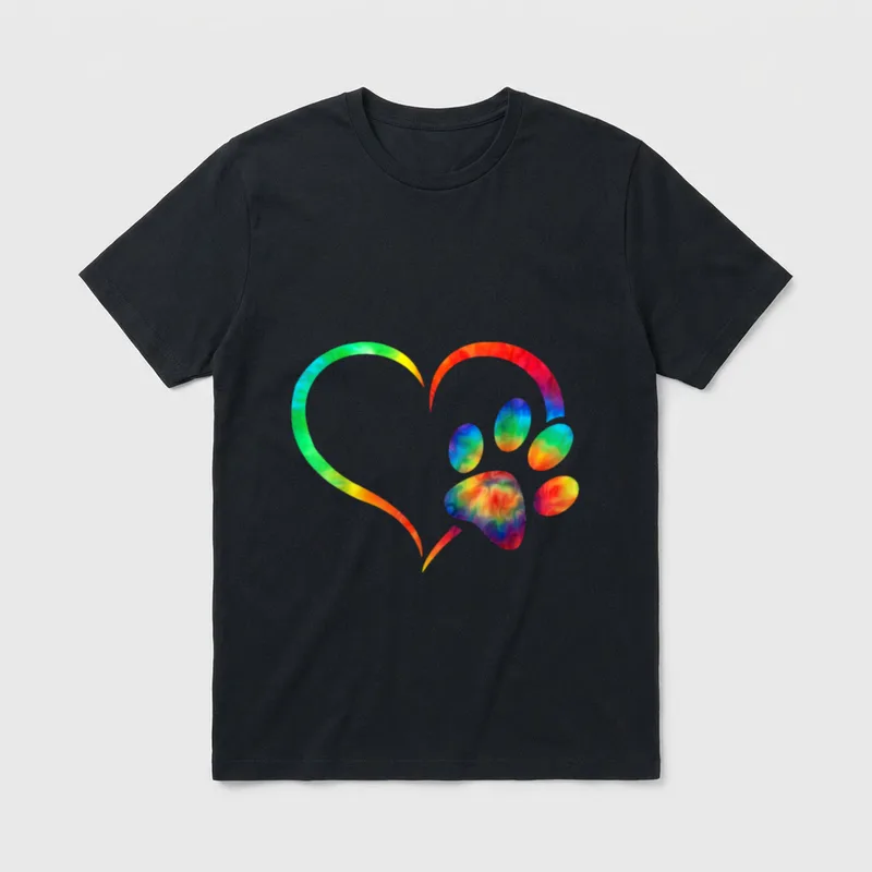 rainbow tie dye Dog T-Shirt – Klassisches T-Shirt in Schwarz